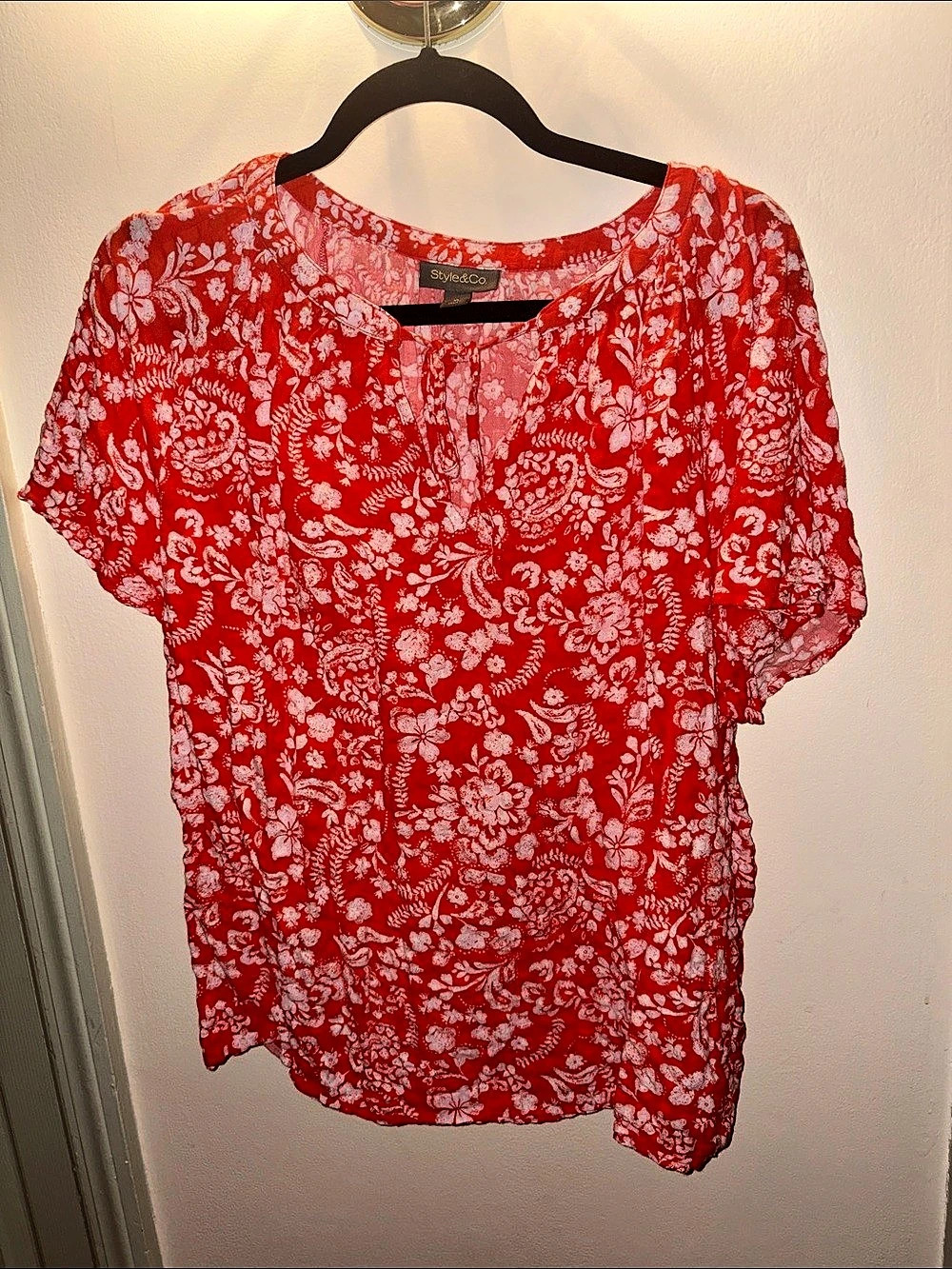 Style&Co. Floral Blouse in Orange & White XL